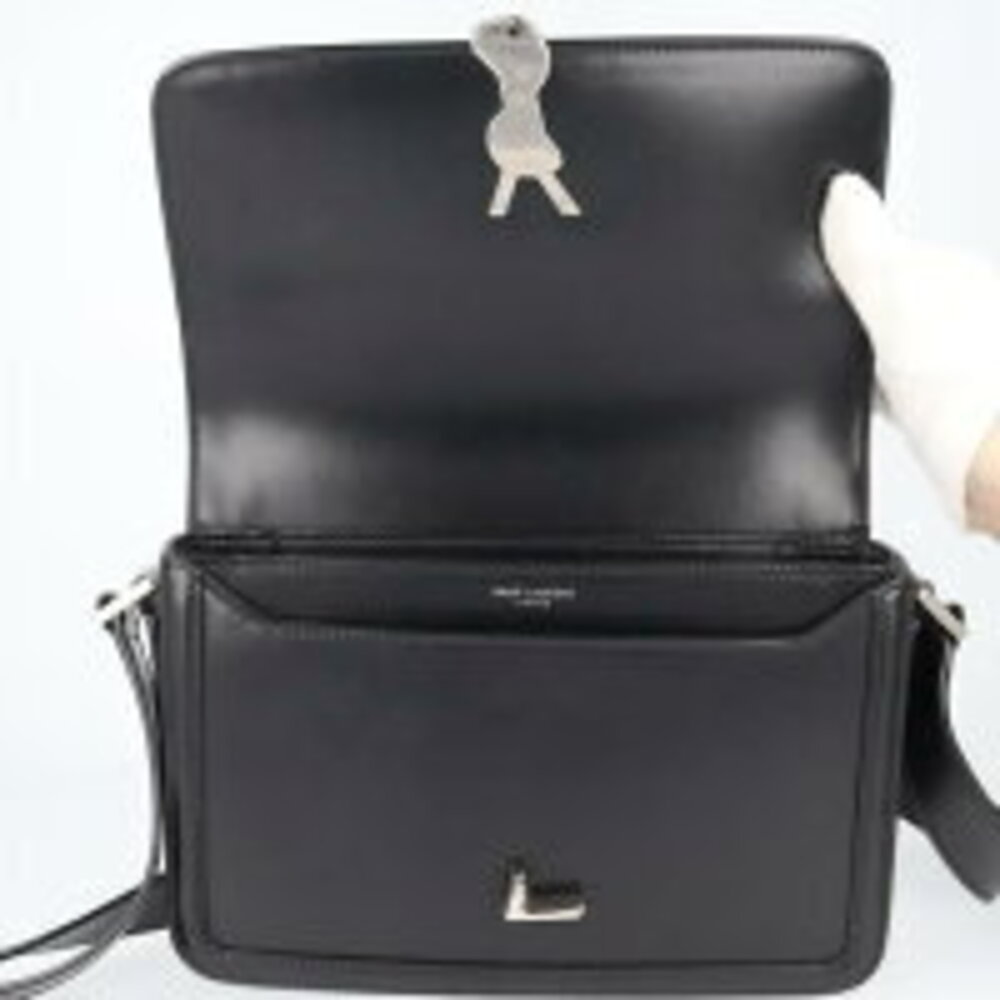 Saint Laurent YSL Solferino Crossbody Shoulder Bag Glazed Black Satchel - Picture 8 of 13